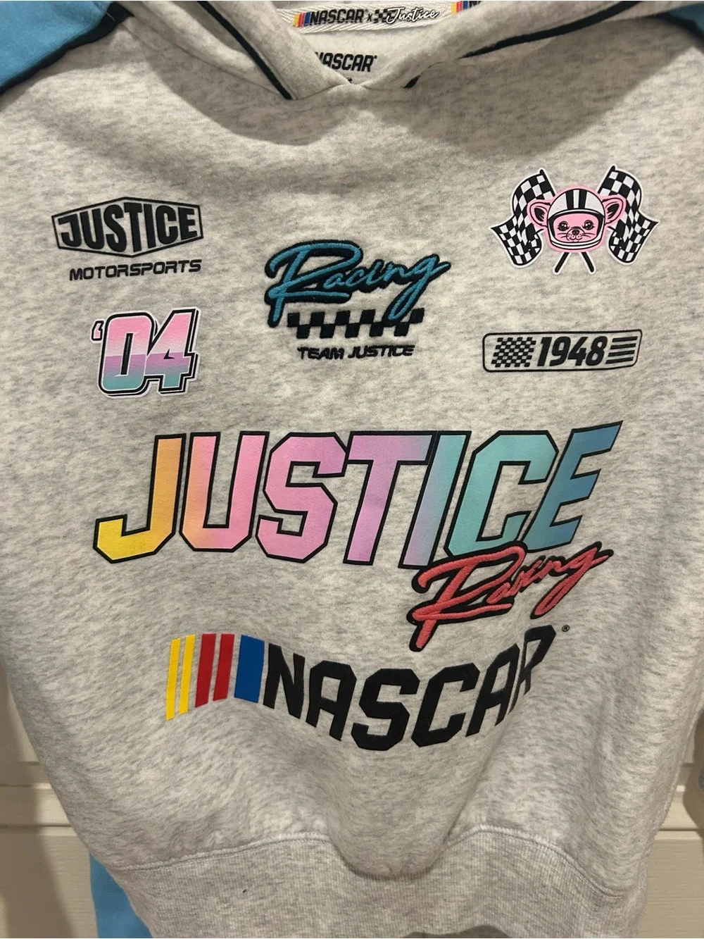 Justice Gray & Light Blue NASCAR Racing Hoodie and Sweatpants